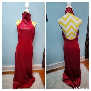 Red backless snake print dress size 12